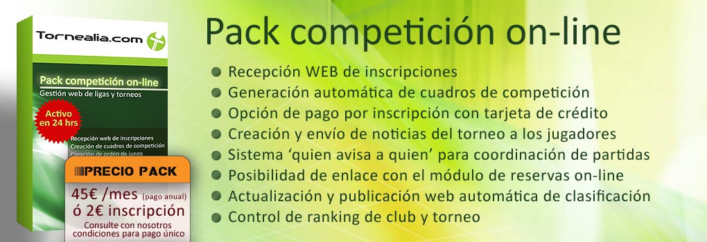 pack gestion ligas y torneos de padel y tenis